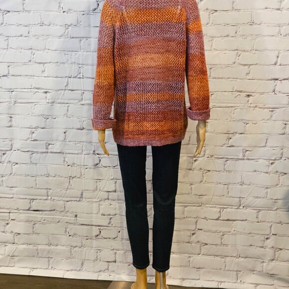 CLEO - Beautiful open knit sweater (burnt orange/raspberry with gold threading) - Picture 6 of 9
